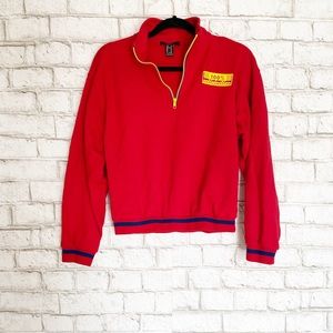 Forever 21 Satisfaction 1/4 Zip Red Pullover Sweatshirt Size Medium